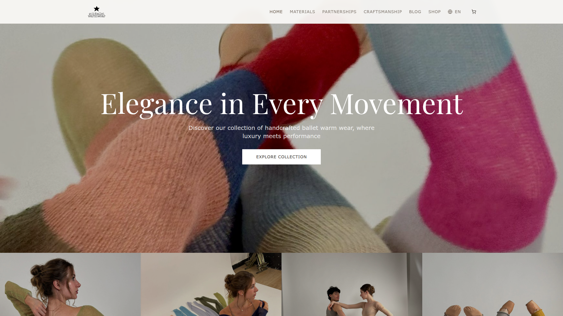 Solo Ballet Warm Wear website screenshot